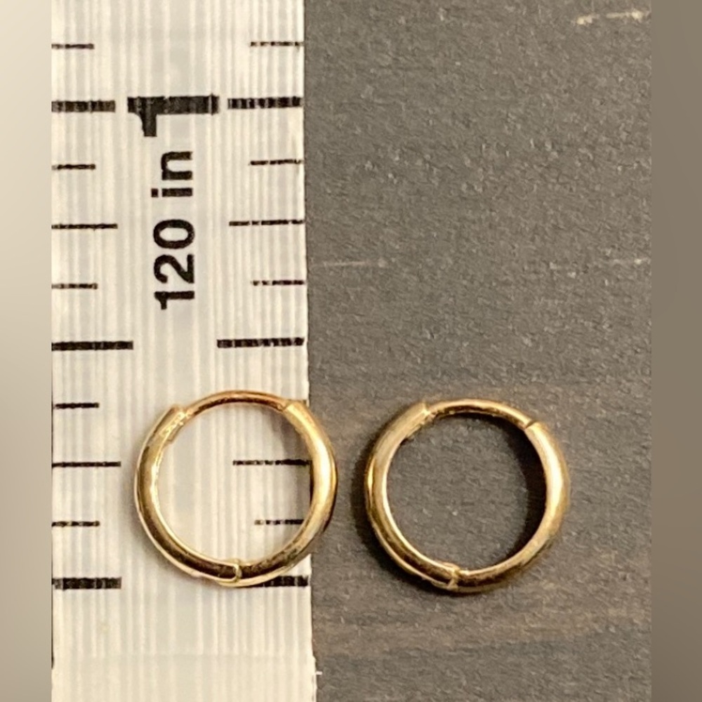 14k solid yellow gold huggie hoop earrings - 10mm